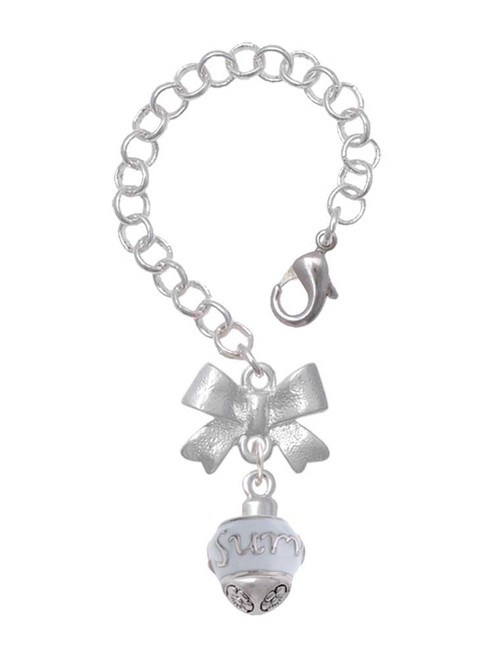 Silver Plated Survivor with Pink Ribbon on White Spinners - Bow Charm Accessory for Tumblers and Thermal Cups