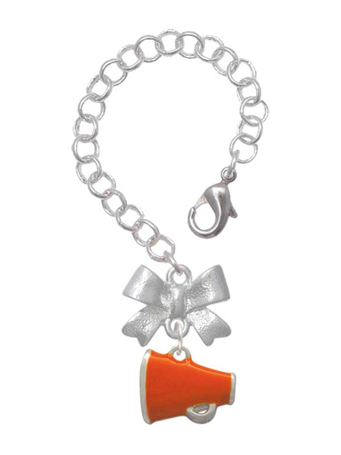 Silver Plated Small Orange Megaphone - Bow Charm Accessory for Tumblers and Thermal Cups