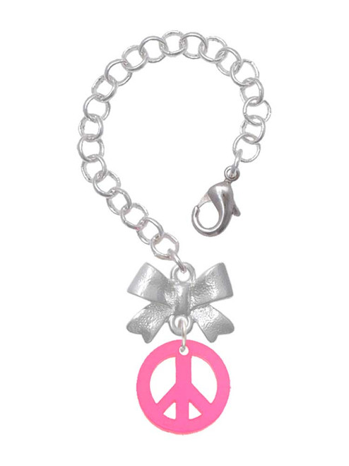 Acrylic Small Hot Pink Peace Sign - Bow Charm Accessory for Tumblers and Thermal Cups