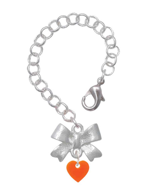 Acrylic 5/16" Orange Heart - Bow Charm Accessory for Tumblers and Thermal Cups