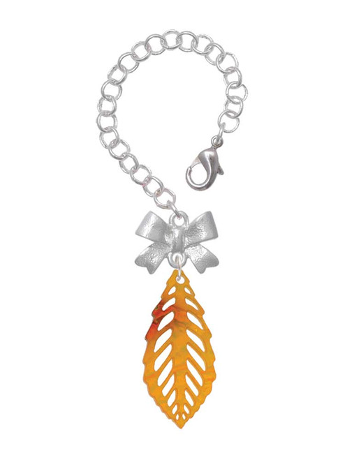 Acrylic Medium Leaf Orange Mixed Brown and Yellow - Bow Charm Accessory for Tumblers and Thermal Cups