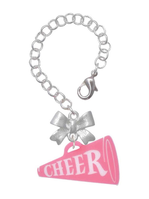 Acrylic Large Pink Cheer Megaphone - Bow Charm Accessory for Tumblers and Thermal Cups