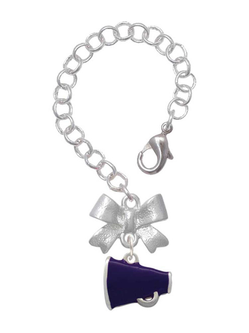 Silver Plated Small Purple Megaphone - Bow Charm Accessory for Tumblers and Thermal Cups