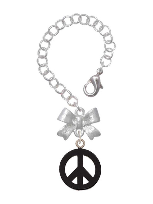Acrylic Small Black Peace Sign - Bow Charm Accessory for Tumblers and Thermal Cups