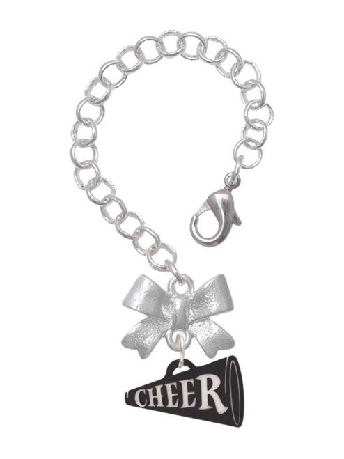 Acrylic Black Cheer Megaphone - Bow Charm Accessory for Tumblers and Thermal Cups