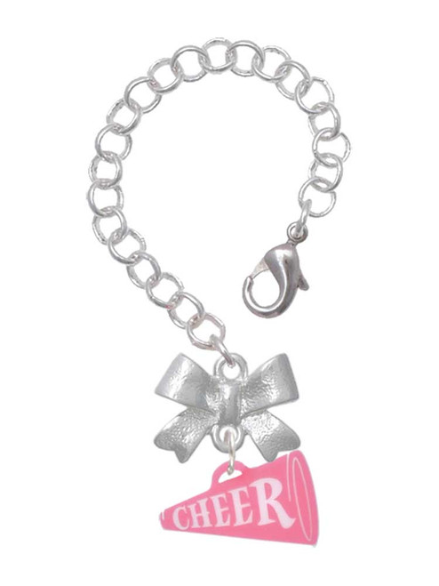 Acrylic Pink Cheer Megaphone - Bow Charm Accessory for Tumblers and Thermal Cups