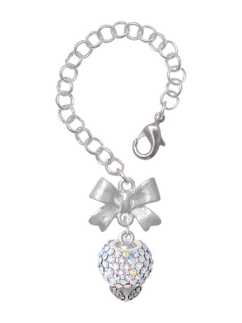 Silver Plated Clear AB Crystal Sparkle Spinner - Bow Charm Accessory for Tumblers and Thermal Cups