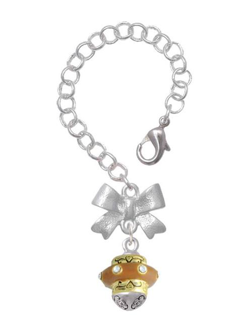 Gold-tone Tan Center with Clear Crystals Spinner - Bow Charm Accessory for Tumblers and Thermal Cups