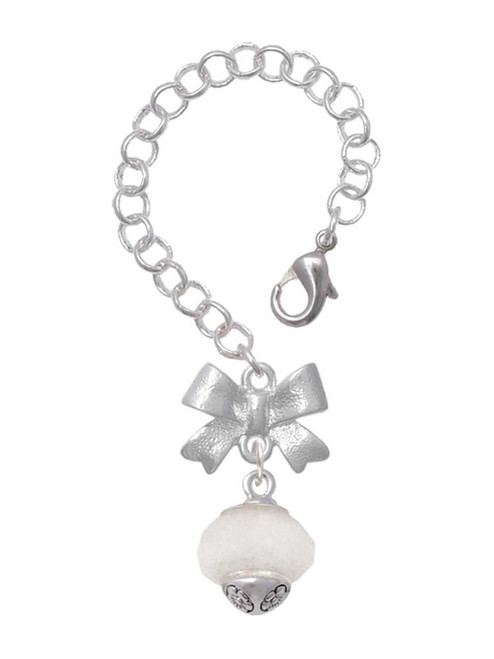 Opaque White Faceted Glass Spinner - Bow Charm Accessory for Tumblers and Thermal Cups