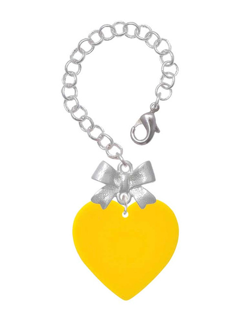 Acrylic 1" Yellow Heart - Bow Charm Accessory for Tumblers and Thermal Cups