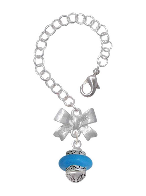 Silver Plated Hot Blue Center Spinner - Bow Charm Accessory for Tumblers and Thermal Cups