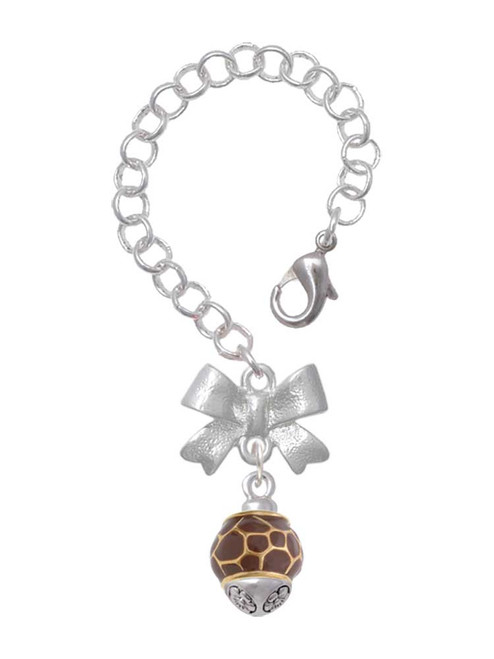 Gold-tone Brown Giraffe Print Spinner - Bow Charm Accessory for Tumblers and Thermal Cups