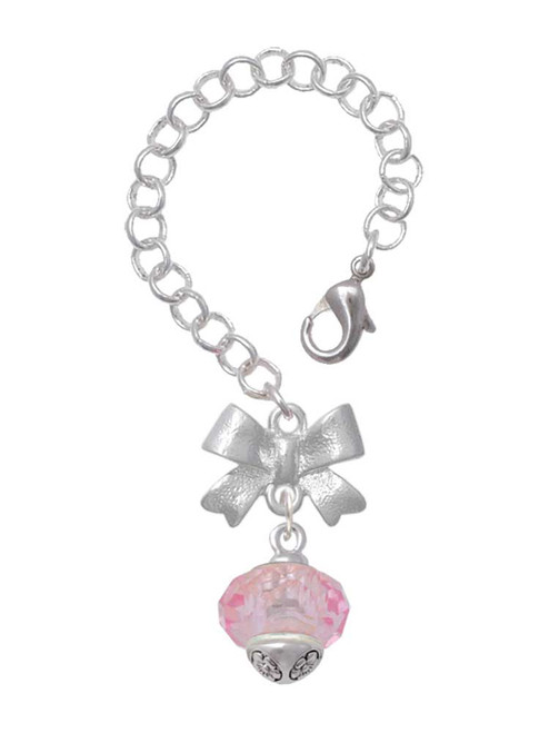 Pink Faceted Glass Spinner - Bow Charm Accessory for Tumblers and Thermal Cups