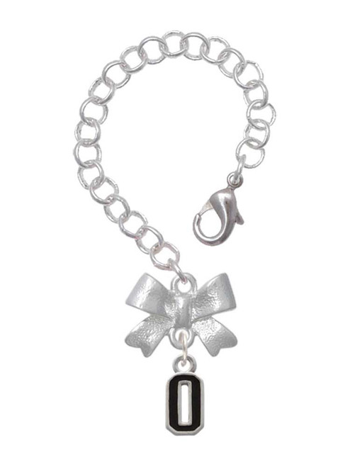 Silver Plated Black Number - 0 - Bow Charm Accessory for Tumblers and Thermal Cups