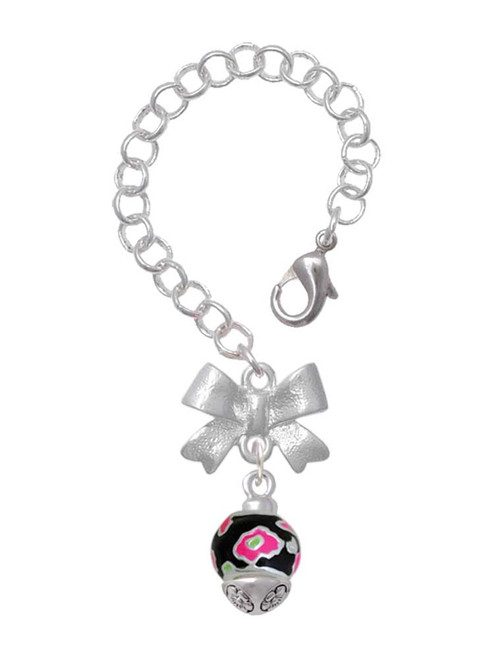Silver Plated Wide Hot Pink Cheetah Print Band Spinner - Bow Charm Accessory for Tumblers and Thermal Cups