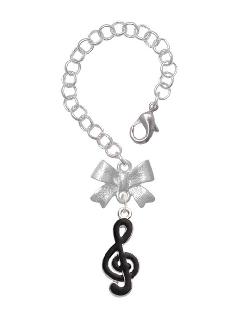 Silver Plated Black Clef - Bow Charm Accessory for Tumblers and Thermal Cups