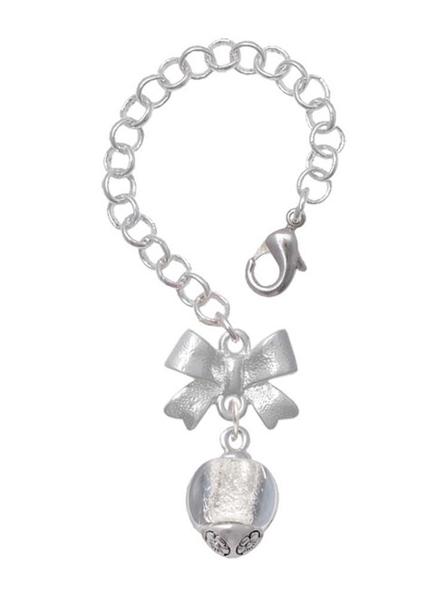 Silver Plated 12mm Glass Clear Roller Spinner - Bow Charm Accessory for Tumblers and Thermal Cups