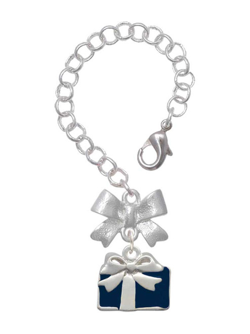 Silver Plated Blue Present - Bow Charm Accessory for Tumblers and Thermal Cups