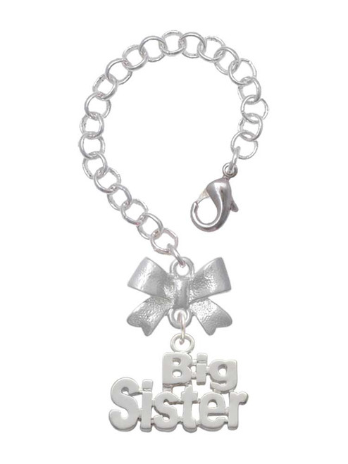 Silver Plated Big Sister Cutout - Bow Charm Accessory for Tumblers and Thermal Cups