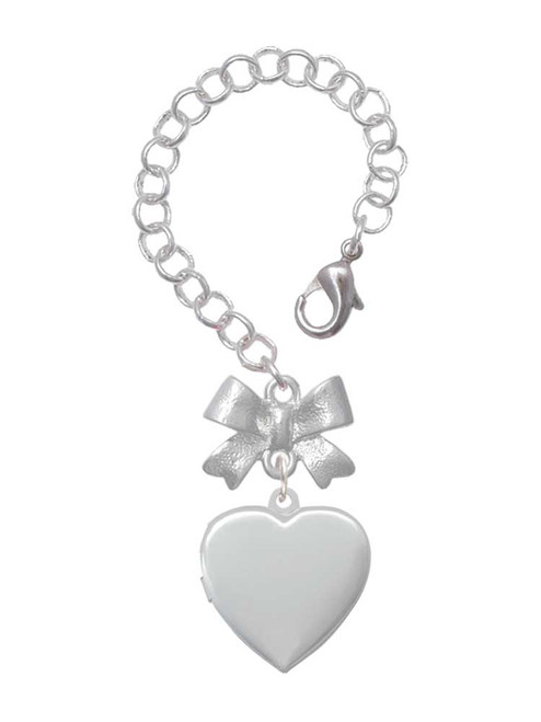 Silver Plated Heart Locket - Bow Charm Accessory for Tumblers and Thermal Cups