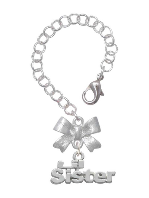 Silver Plated Lil Sister Cutout - Bow Charm Accessory for Tumblers and Thermal Cups