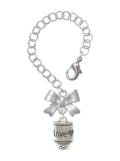 Silver Plated Love Forever Spinner - Bow Charm Accessory for Tumblers and Thermal Cups