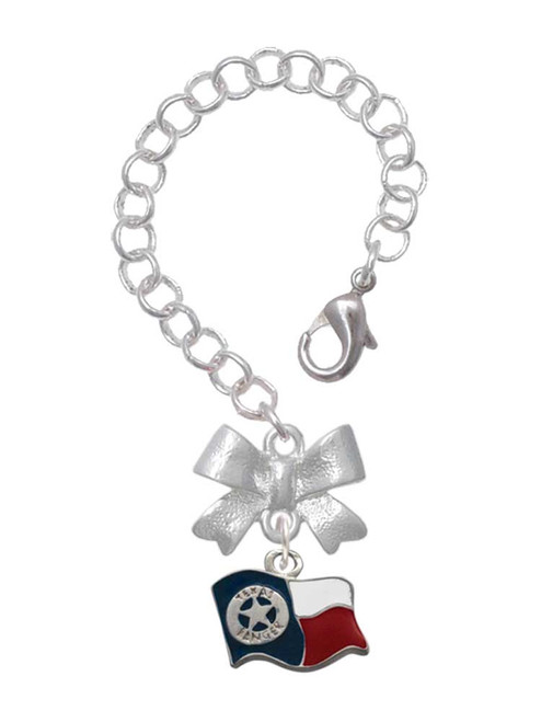 Silver Plated Texas Flag - Ranger - Bow Charm Accessory for Tumblers and Thermal Cups