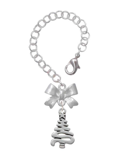 Silver Plated Christmas Tree Zig Zag - Bow Charm Accessory for Tumblers and Thermal Cups