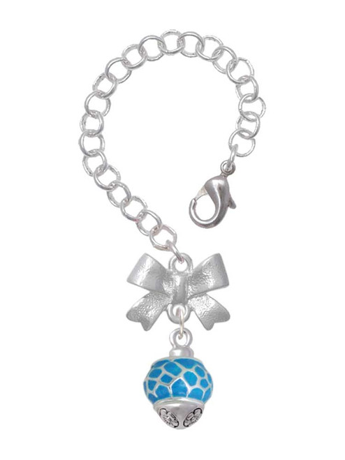 Silver Plated Hot Blue Giraffe Print Spinner - Bow Charm Accessory for Tumblers and Thermal Cups