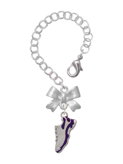 Silver Plated Purple Running Shoe - Bow Charm Accessory for Tumblers and Thermal Cups