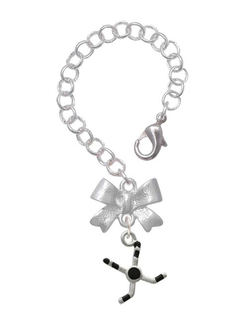 Silver Plated Hockey Sticks with Puck - Bow Charm Accessory for Tumblers and Thermal Cups