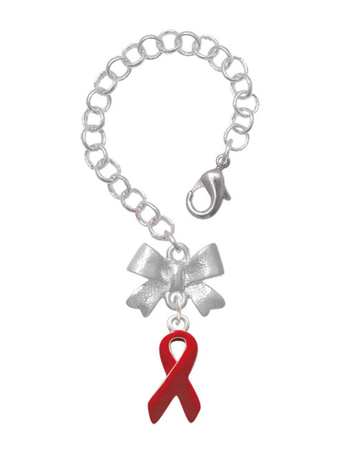 Silver Plated Red Ribbon - Bow Charm Accessory for Tumblers and Thermal Cups