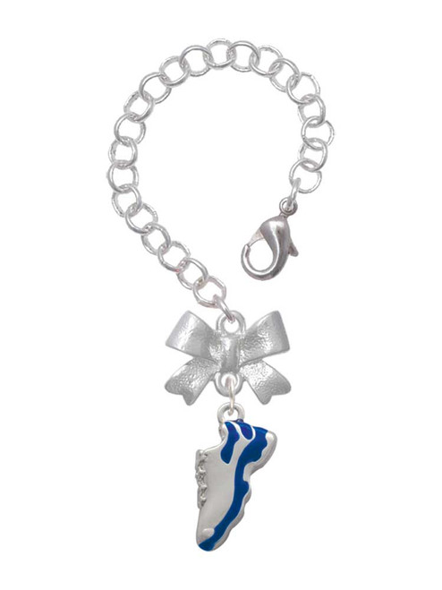 Silver Plated Blue Running Shoe - Bow Charm Accessory for Tumblers and Thermal Cups