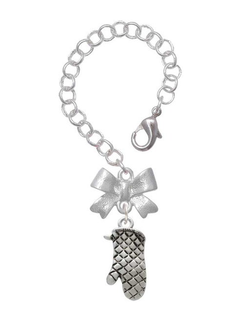 Silver Plated Oven Mitt - Bow Charm Accessory for Tumblers and Thermal Cups