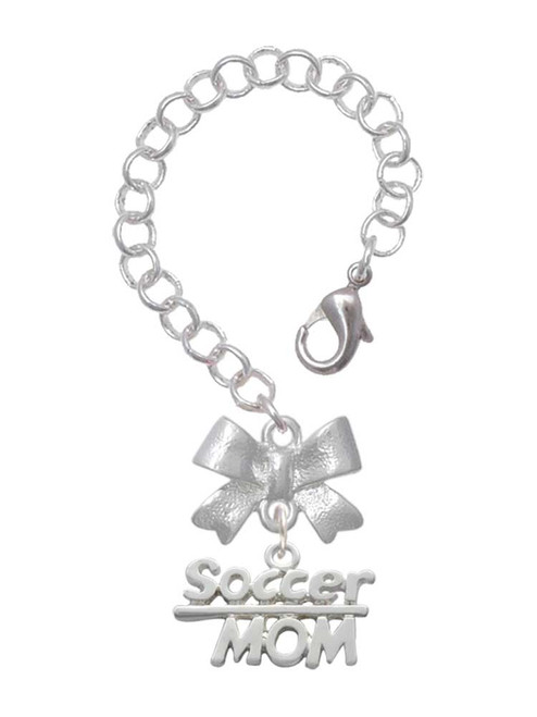 Silver Plated Soccer Mom - Bow Charm Accessory for Tumblers and Thermal Cups
