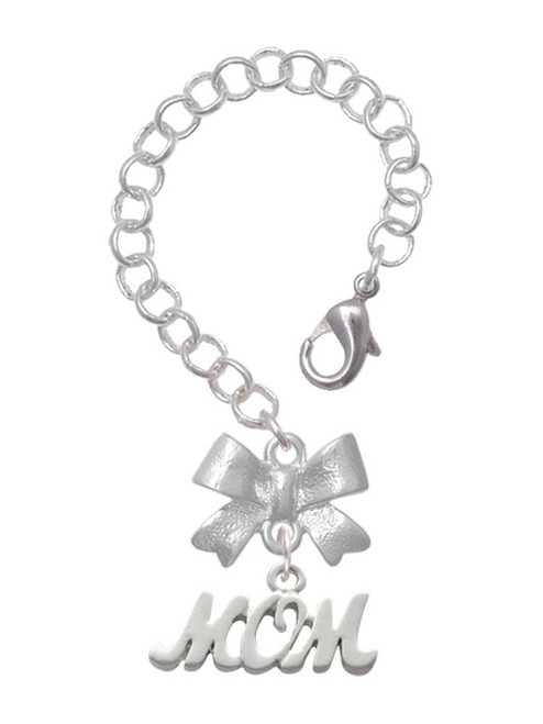 Silver Plated Mom - Bow Charm Accessory for Tumblers and Thermal Cups