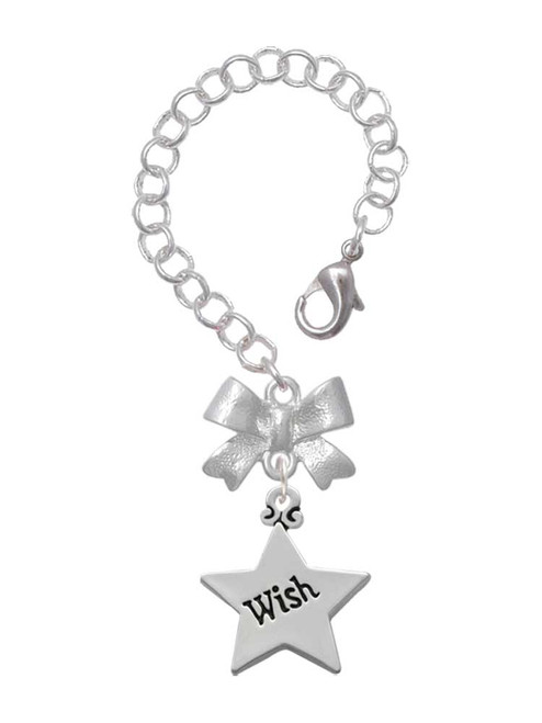 Silver Plated Wish Star - Bow Charm Accessory for Tumblers and Thermal Cups