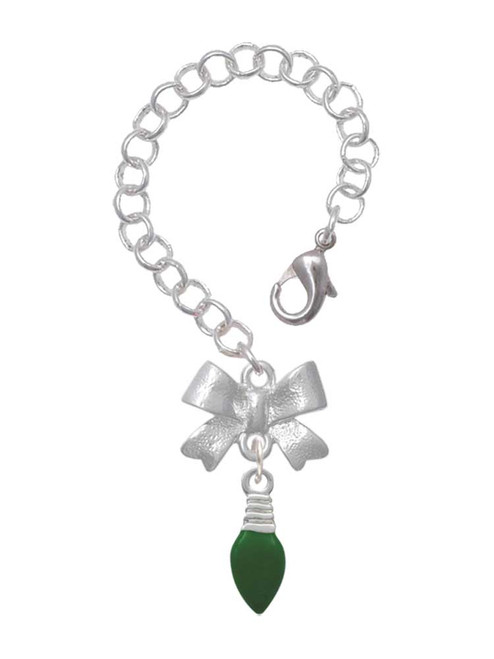 Silver Plated Green Christmas Light - Bow Charm Accessory for Tumblers and Thermal Cups