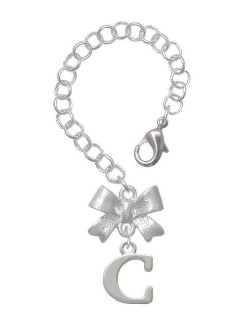 Silver Plated Large Initial - C - Bow Charm Accessory for Tumblers and Thermal Cups
