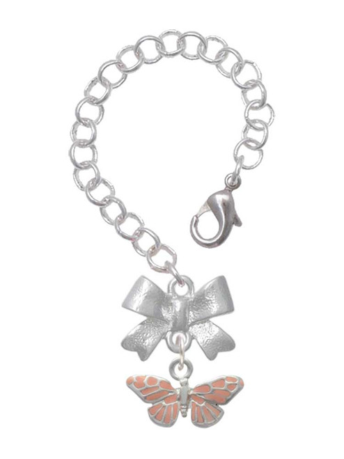 Silver Plated Small Pink Butterfly - Bow Charm Accessory for Tumblers and Thermal Cups