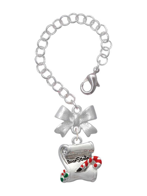 Silver Plated Letter to Santa - Bow Charm Accessory for Tumblers and Thermal Cups