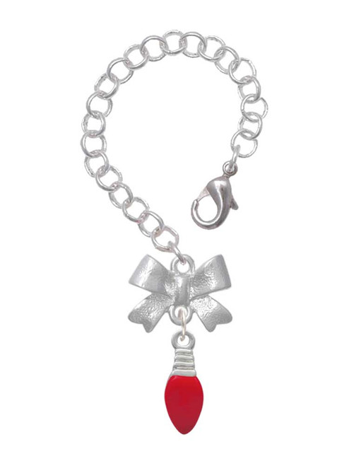 Silver Plated Red Christmas Light - Bow Charm Accessory for Tumblers and Thermal Cups
