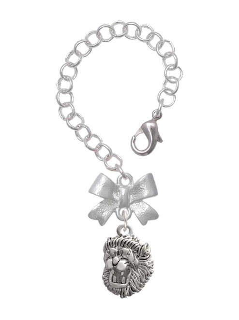 Silver Plated Small Lion - Mascot - Bow Charm Accessory for Tumblers and Thermal Cups
