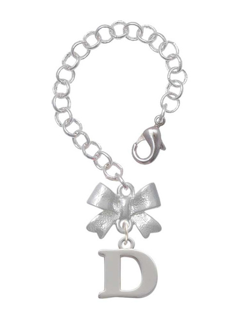 Silver Plated Large Initial - D - Bow Charm Accessory for Tumblers and Thermal Cups