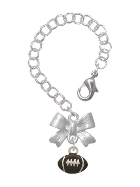 Silver Plated Mini Enamel Football - Bow Charm Accessory for Tumblers and Thermal Cups