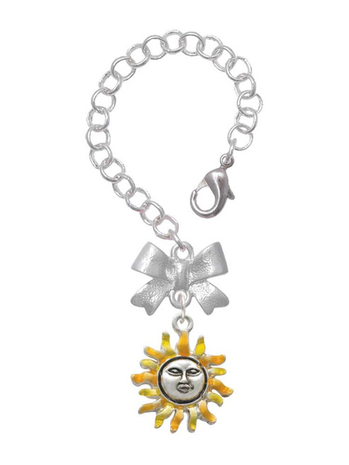 Silver Plated Enamel Sun - Bow Charm Accessory for Tumblers and Thermal Cups