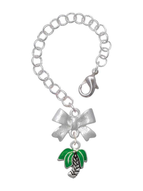 Silver Plated Mini Enamel Palm Tree - Bow Charm Accessory for Tumblers and Thermal Cups