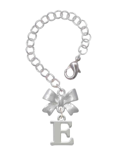 Silver Plated Large Initial - E - Bow Charm Accessory for Tumblers and Thermal Cups