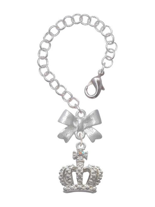 Silver Plated Crown with AB Crystal - Bow Charm Accessory for Tumblers and Thermal Cups
