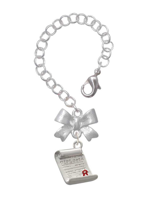 Silver Plated Diploma - Bow Charm Accessory for Tumblers and Thermal Cups
